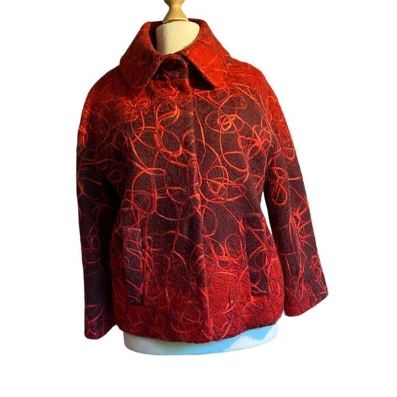 Vintage PIAZZA SEMPIONE Wool Orang Print Jacket Size IT 42 New 0203 - Picture 2 of 11